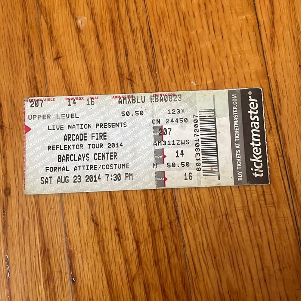 Arcade Fire 8/23/14 memorabilia